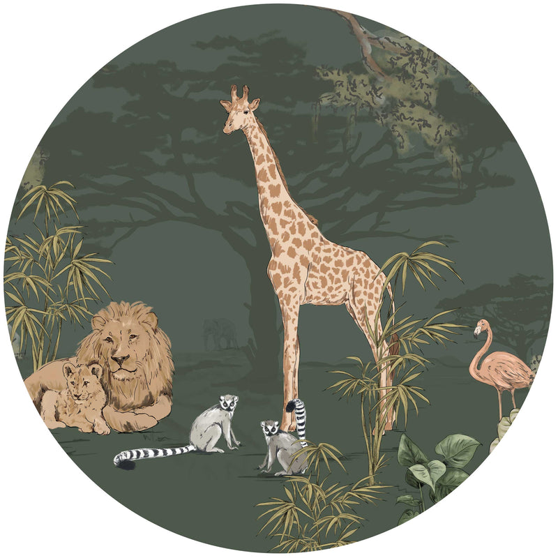 Autocollant mural rond - Safari Mooz