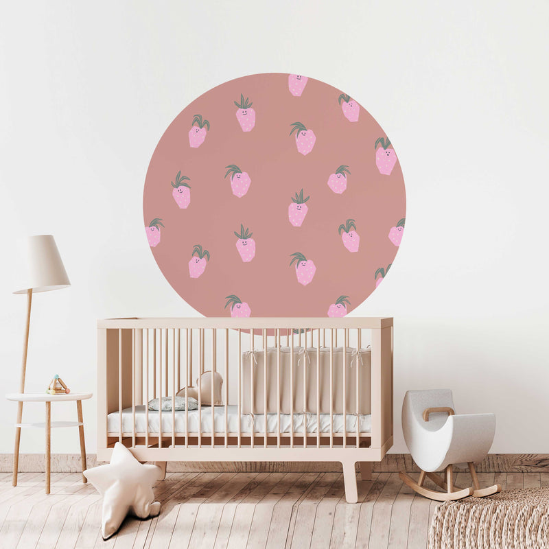 Autocollant mural rond - Straw Berry