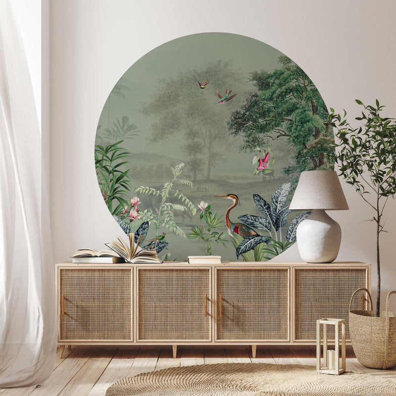 Round wall sticker - Scenic Landscape GREEN