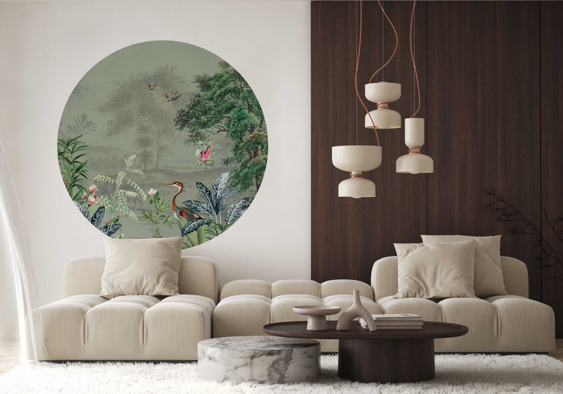 Round wall sticker - Scenic Landscape GREEN