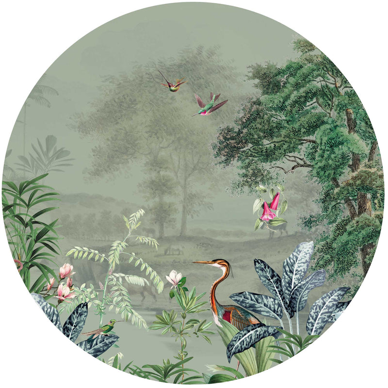 Sticker mural rond - Scenic Landscape GREEN