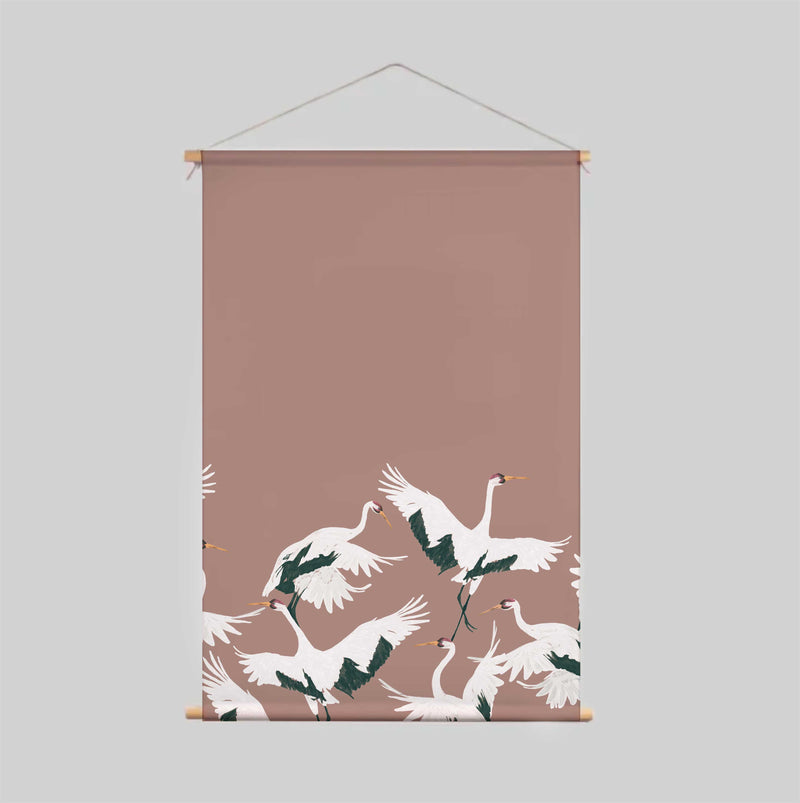 Affiche textile - Cigogne Dark Blush