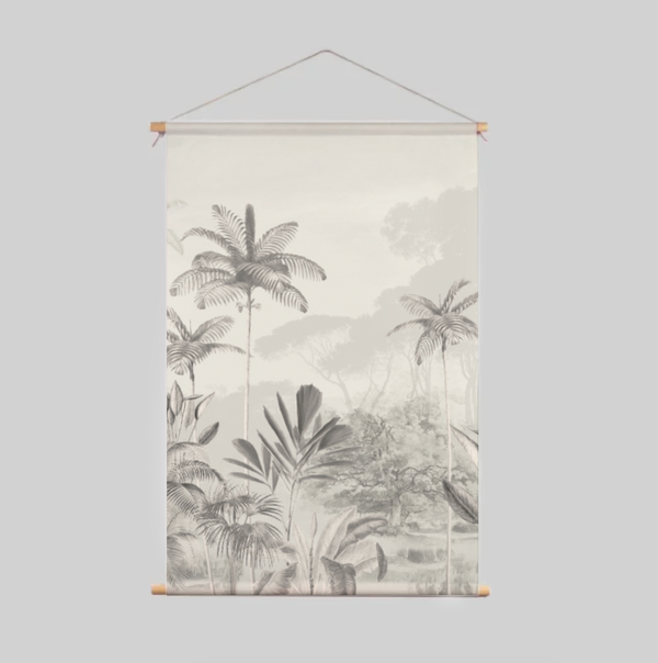 Póster textil - JUNGLE negro/blanco 120x170cm