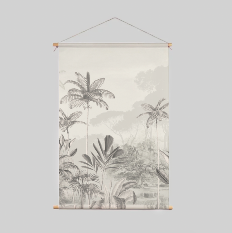 Textilposter - JUNGLE schwarz/weiß 120x170cm