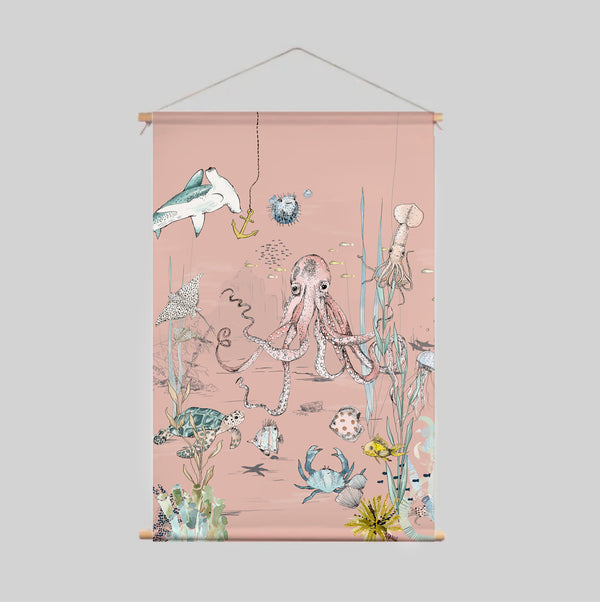 Textielposter - Underwater Wonders sorbet