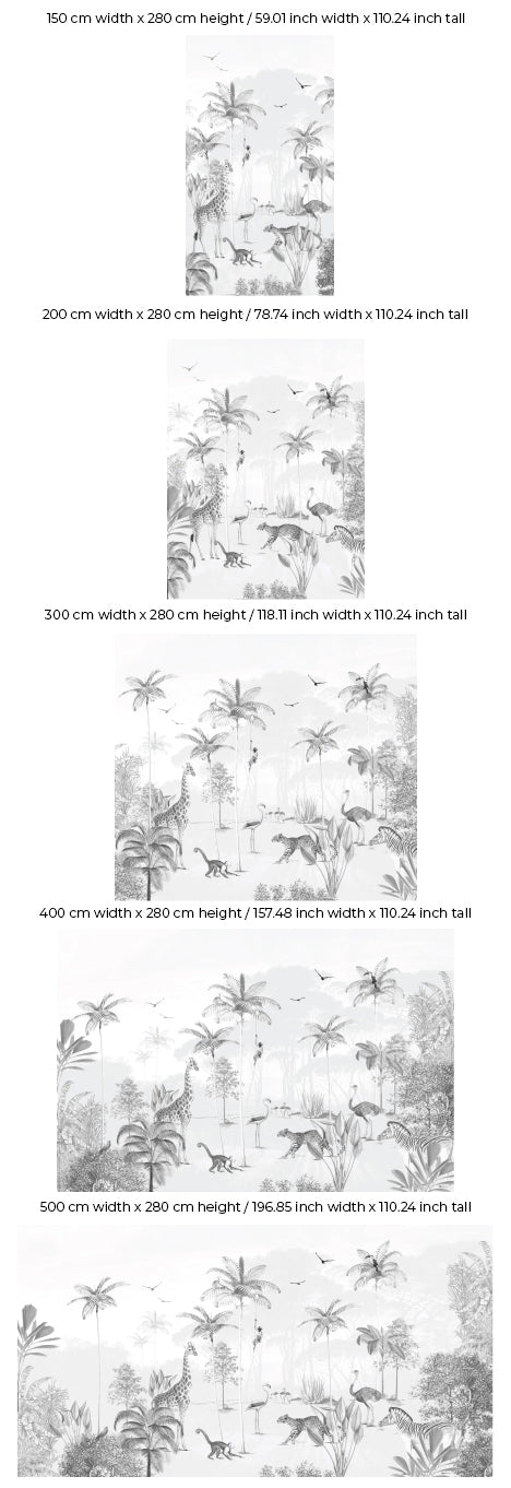 Jungle Wallpaper - WILDLIFE'S PLAYGROUND - black/white