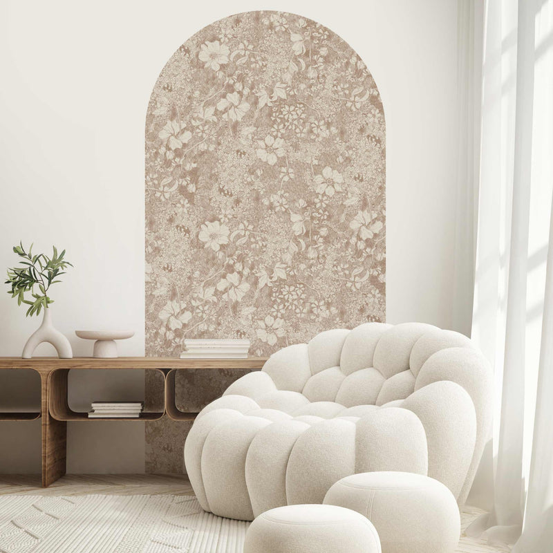 Calcomanía de papel tapiz con arco despegar y pegar - Flor de Amelia Beige