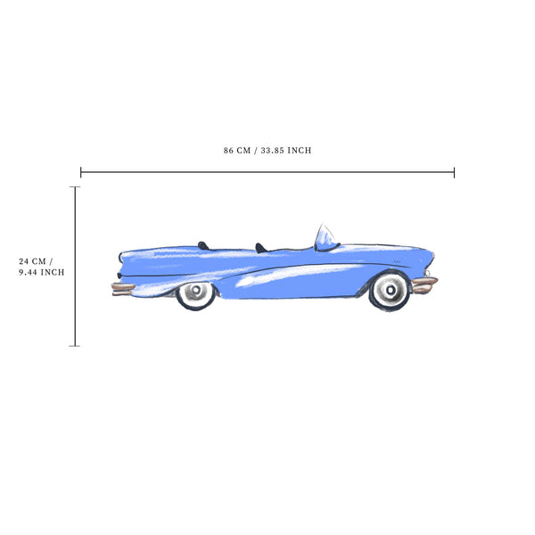 Losse wandsticker - Blauwe Cabrio