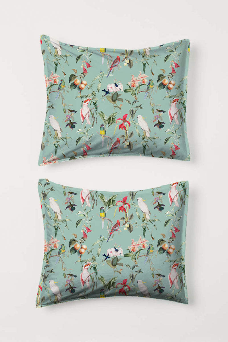 Duvet cover set - Birds of paradise sea mint