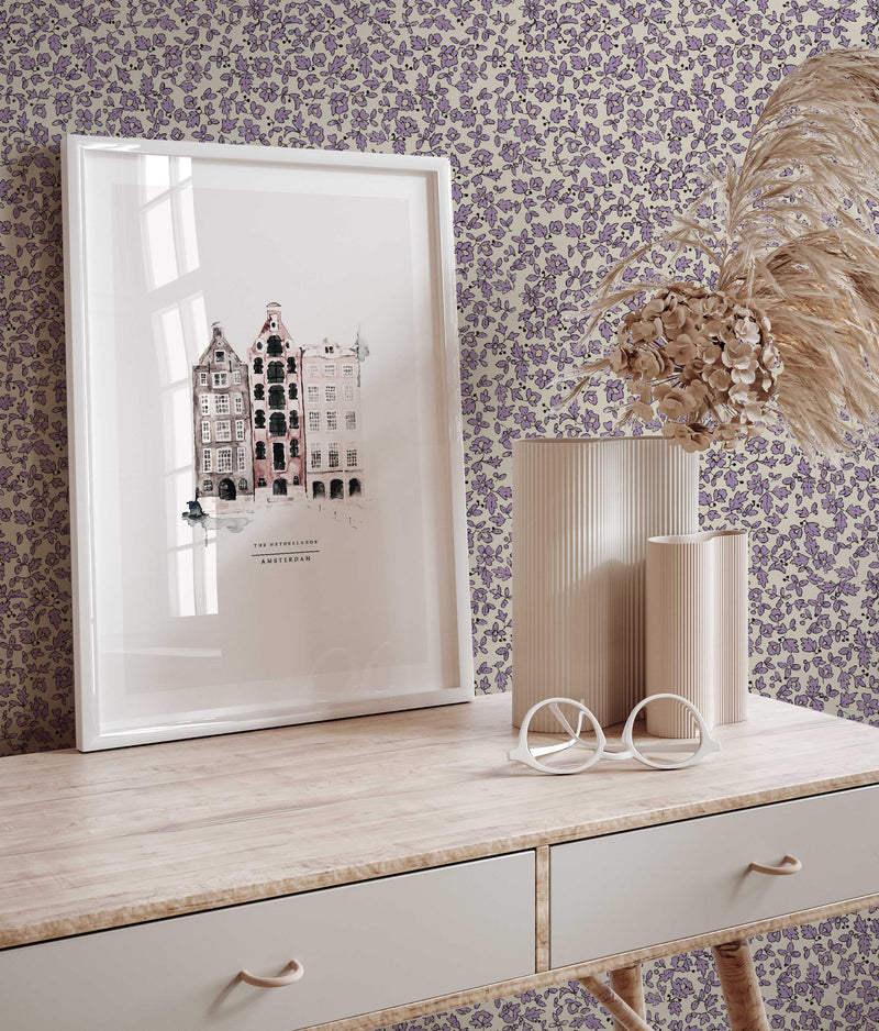 Wallpaper on roll - Ditsy Daisy lilac