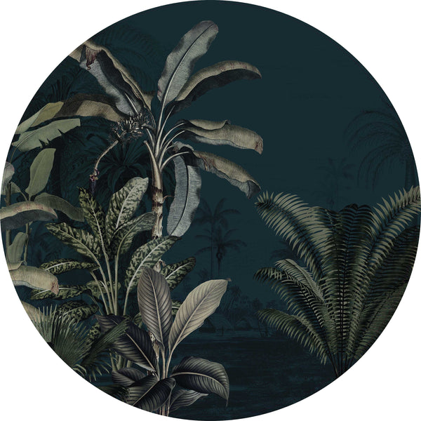 Sticker mural rond - Dreamy Jungle Dark