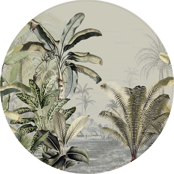 Sticker mural rond - Dreamy Jungle Green