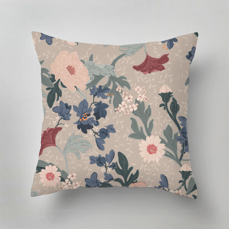 Indoor Pillow - Feline Forest Flower beige