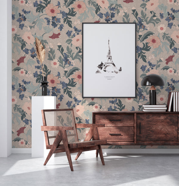 Wallpaper on roll - Feline Forest Flowers