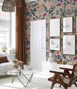 Wallpaper on roll - Feline Forest Flowers beige