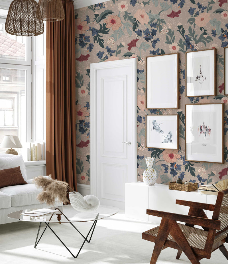 Wallpaper on roll - Feline Forest Flowers