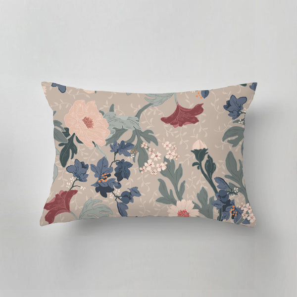 Coussin d'extérieur - Fleur de forêt féline beige