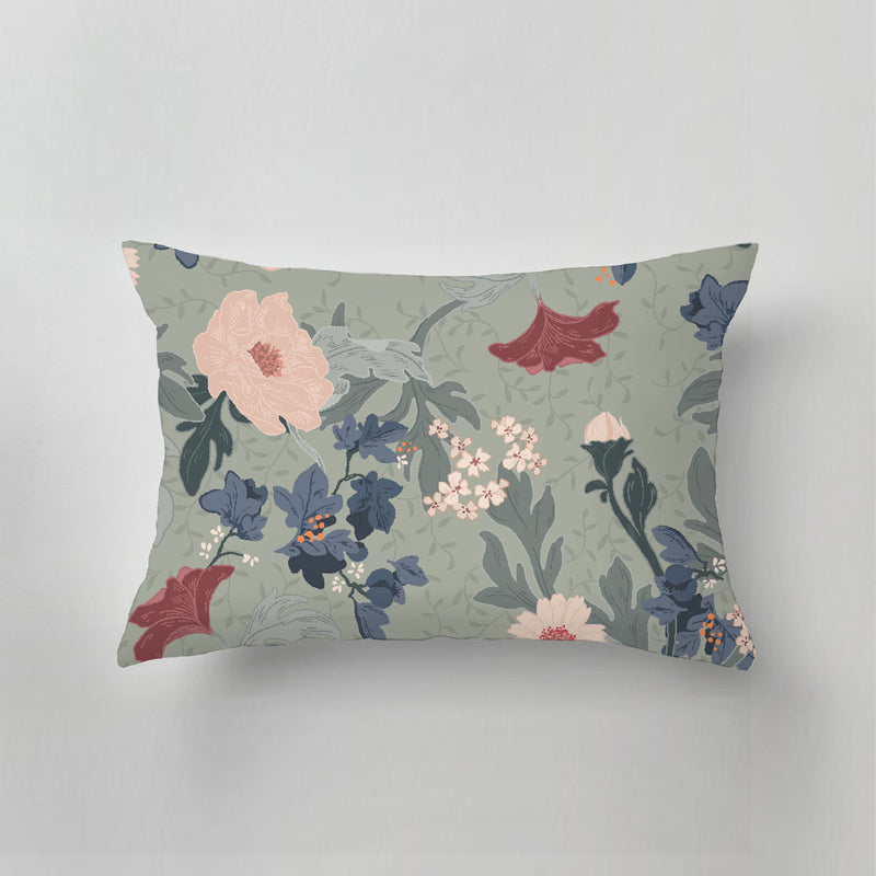 Indoor Pillow - Feline Forest Flower green