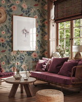 Wallpaper on roll - Feline Forest Flowers