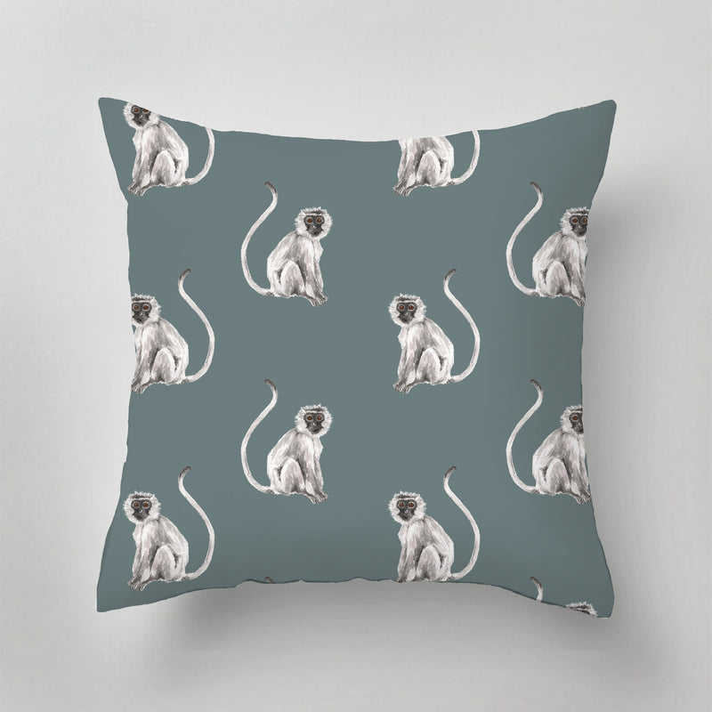 Indoor Pillow - Funky Monkey Dusty Teal
