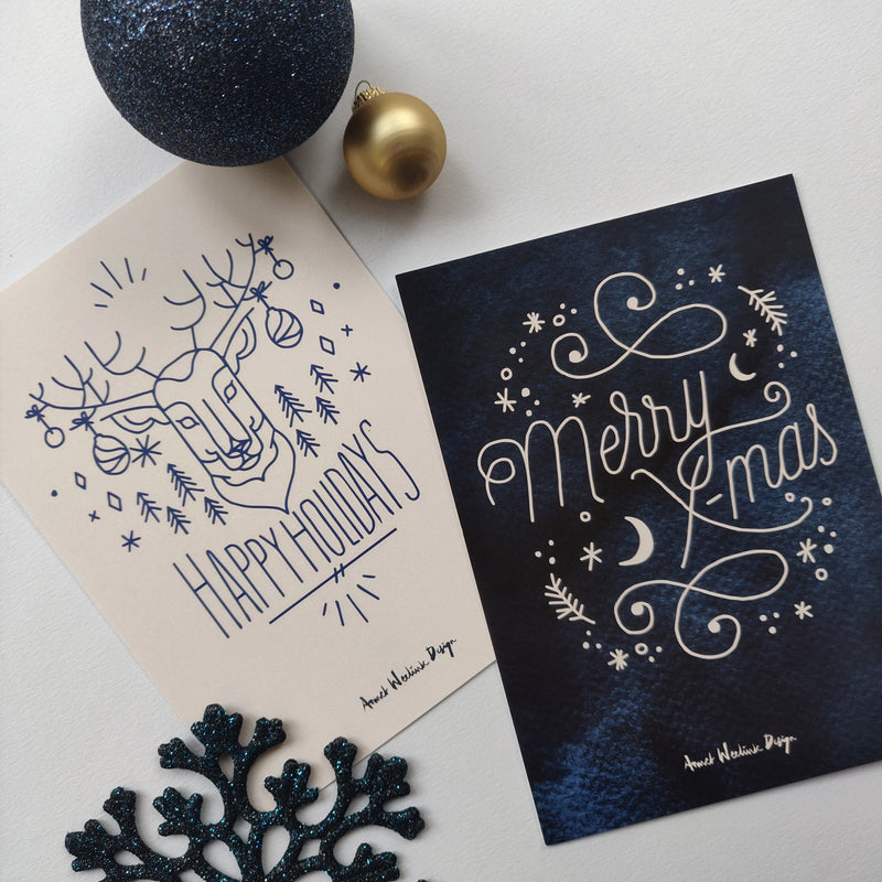 Set van 2 kerst ansichtkaarten