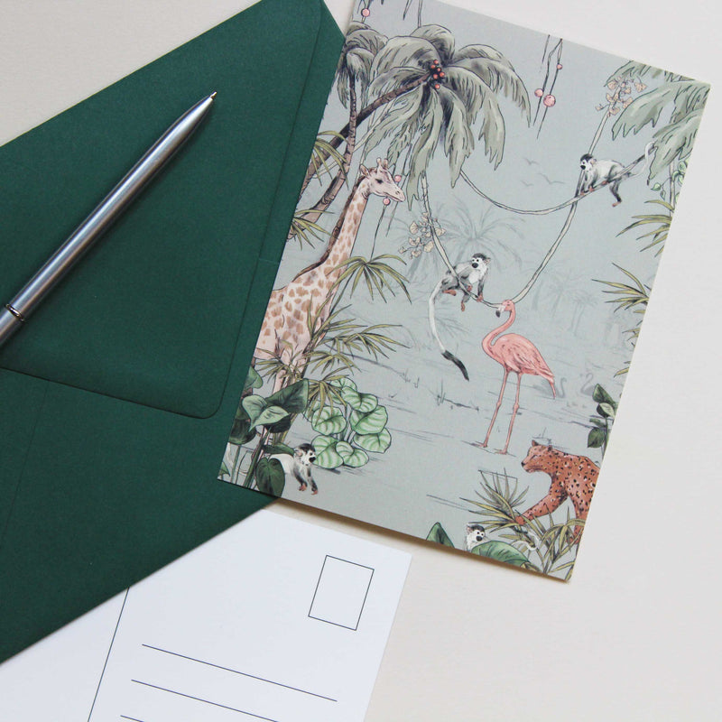 Postkarte - Jungle Jazz staubiges Mint