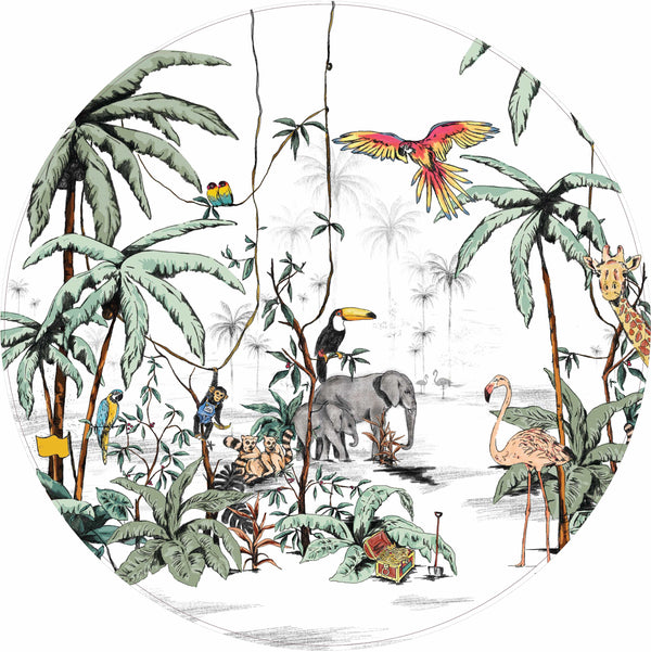 Round wall sticker - Jungle Tonal