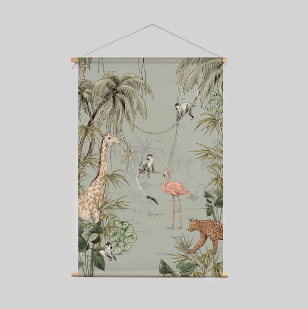 Textielposter - JUNGLE JAZZ dusty mint