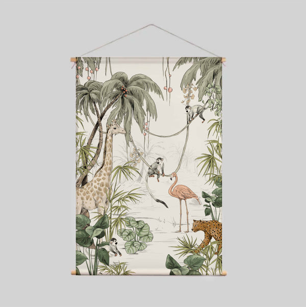 Textielposter - JUNGLE JAZZ off white