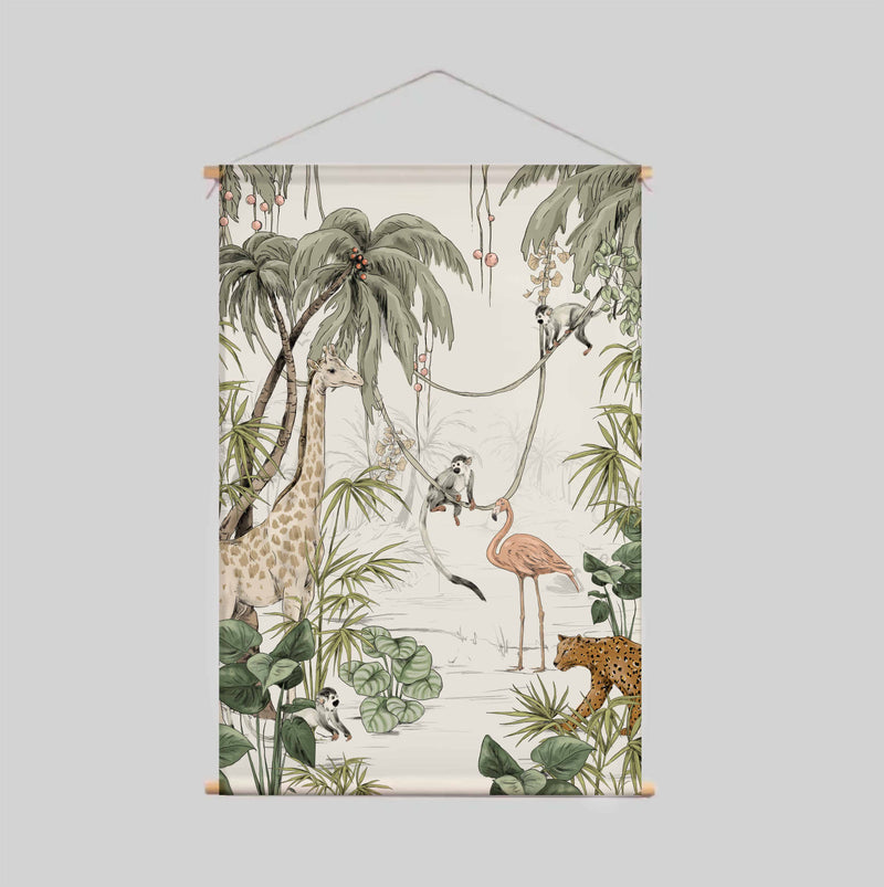 Textielposter - JUNGLE JAZZ off white