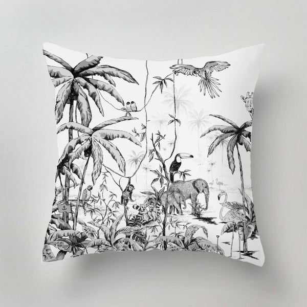 Outdoor Pillow - JUNGLE - black/white