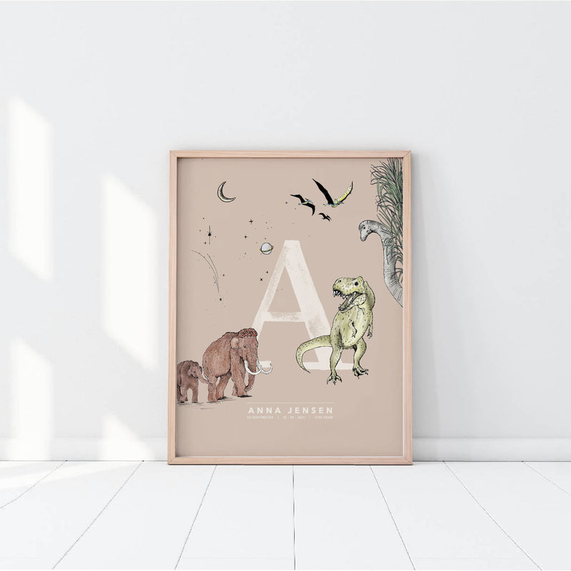 Birth Poster Alphabet - Prehistoric