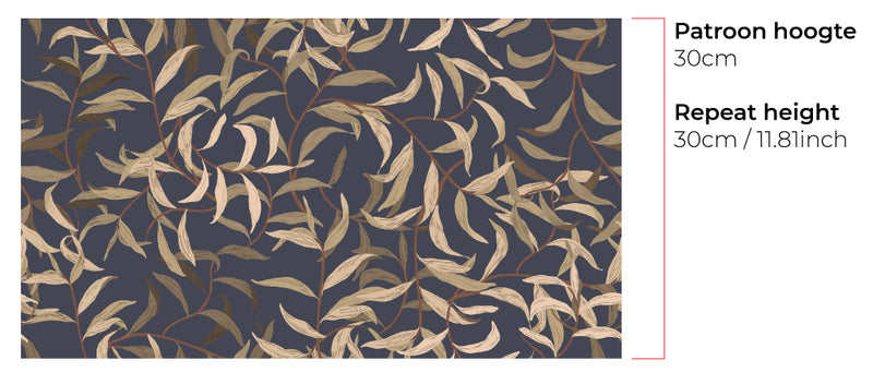 Wallpaper on roll - Lola Leaves navy