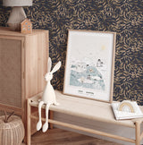 Wallpaper on roll - Lola Leaves navy