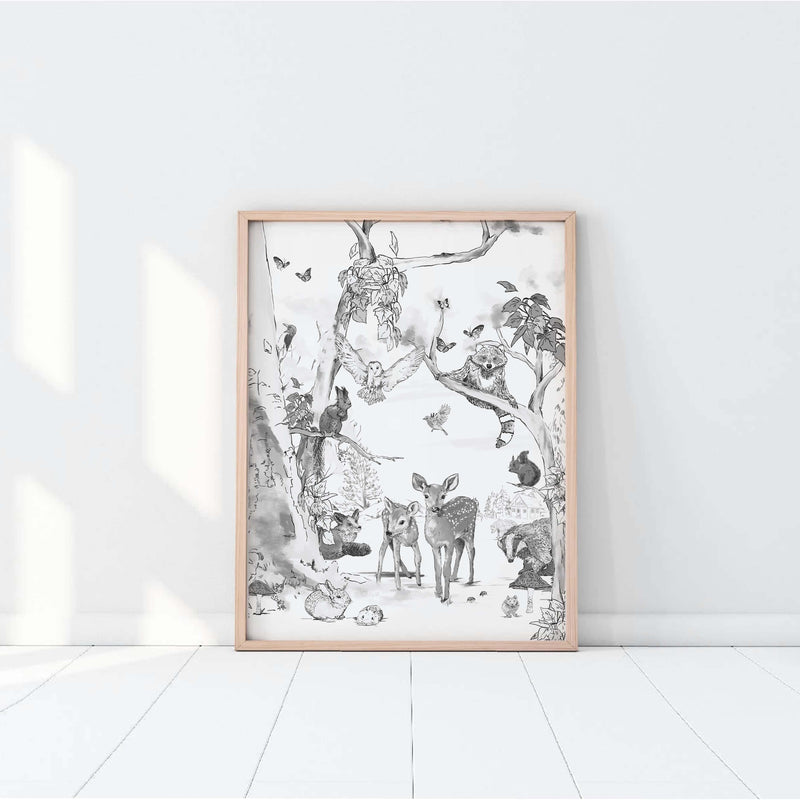 Poster Magical Forest Black/White