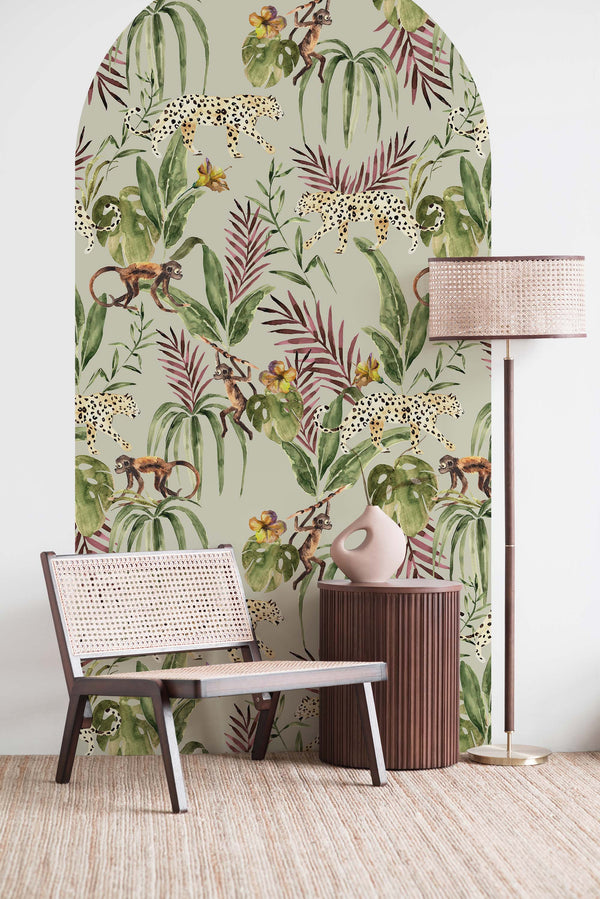 Peel and Stick Arch Behang Decal - Monkey Business