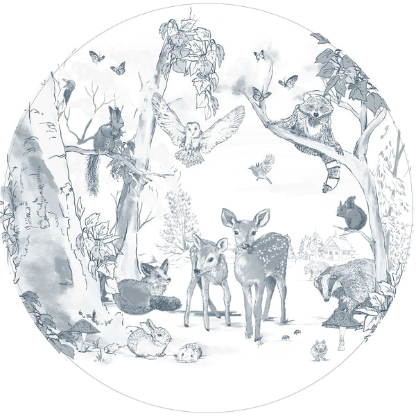 Ronde wandsticker - Magical Forest Soft Teal