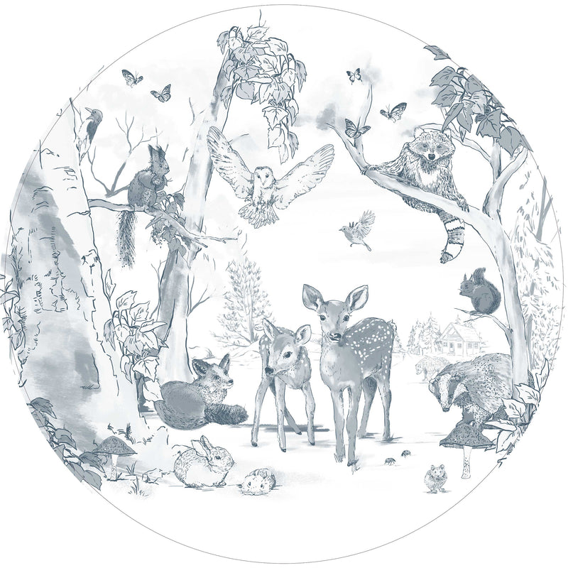 Round wall sticker - Magical Forest Soft Teal