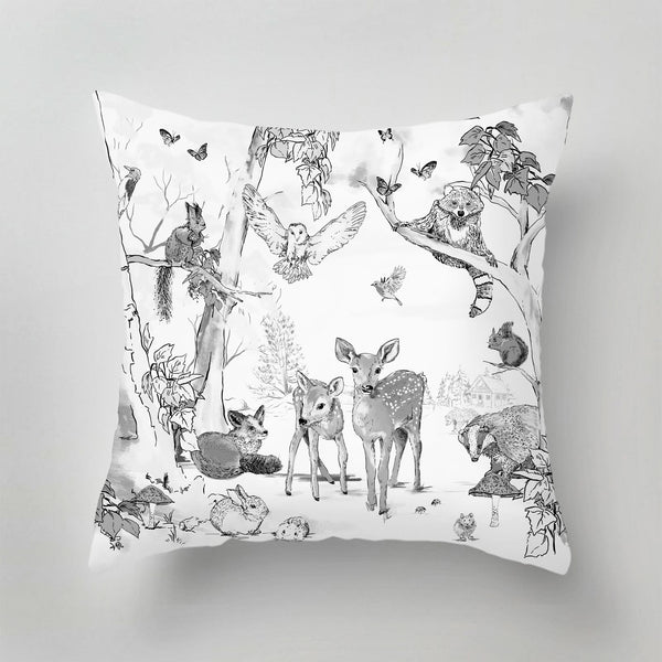 Indoor Pillow - MAGICAL FOREST black/white