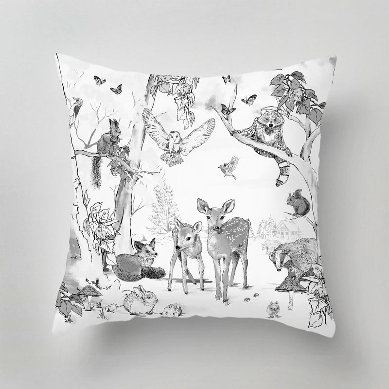 Coussin d'extérieur - MAGICAL FOREST - noir/blanc