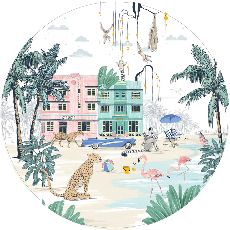 Sticker mural rond - Miami Beach