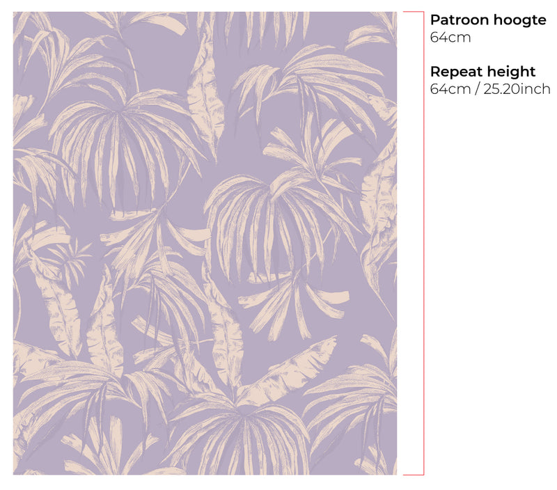 Wallpaper on roll - Palm Paradise lilac