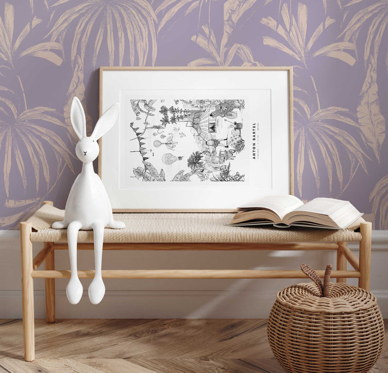 Wallpaper on roll - Palm Paradise lilac
