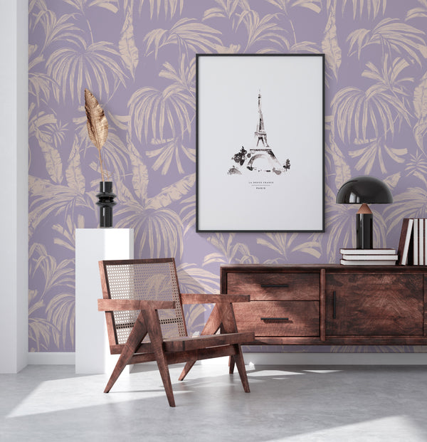 Wallpaper on roll - Palm Paradise lilac