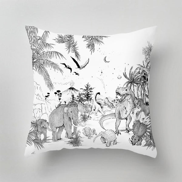 Indoor Pillow - PREHISTORIC black/white