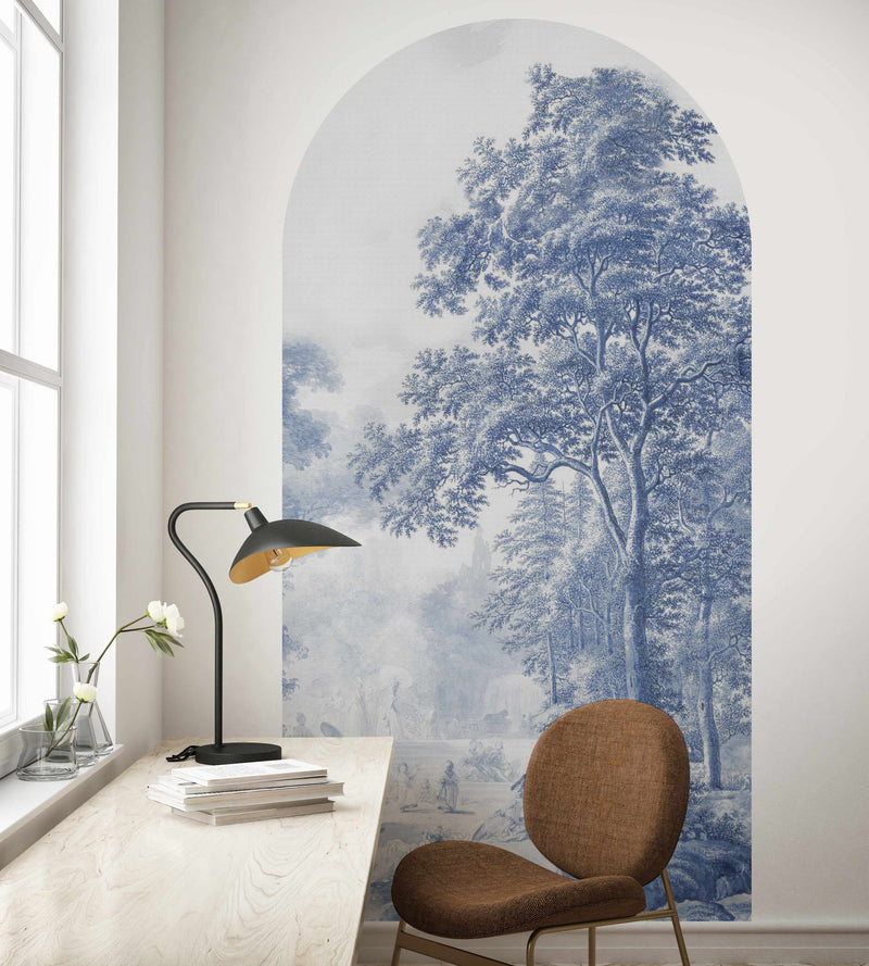 Peel and stick Arch Wallpaper Decal - Romantic Garden Blue