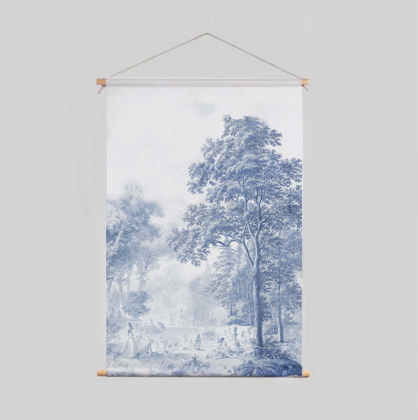 Textilposter - Romantisches Gartenblau