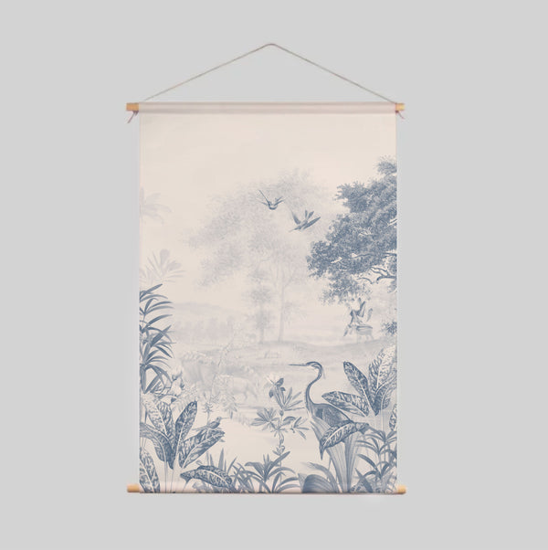 Textile Poster - Scenic Landscape Tonal Blue