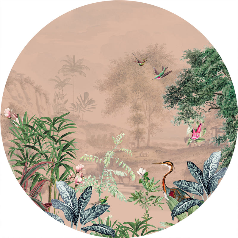 Sticker mural rond - Scenic Landscape Light Blush