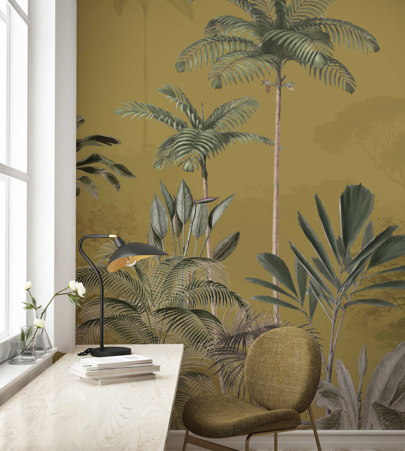 Jungle Wallpaper - TROPICAL WILDERNESS - ochre